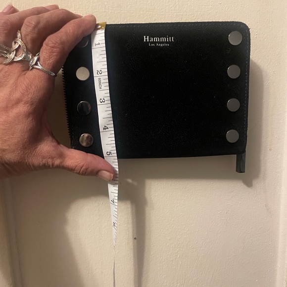 Hammitt Handbags - Hammitt Black Pebbled Leather Stud Zip Wallet